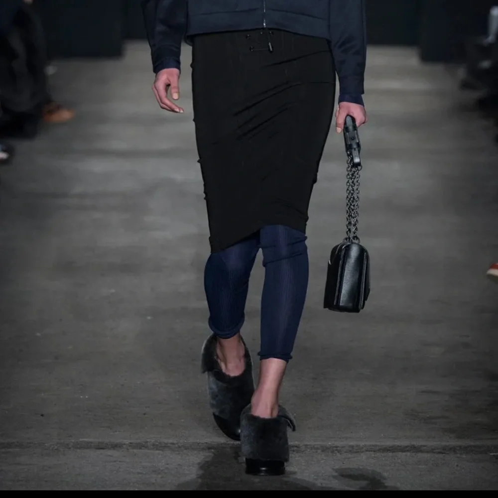 rag & bone Black Leather Mules with Gray Fur Cuff